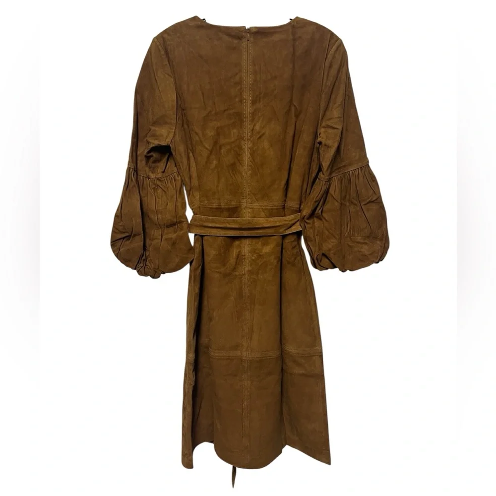 NWT Trina Turk the Priya dress in goat leather cognac size 8 - Picture 5 of 7
